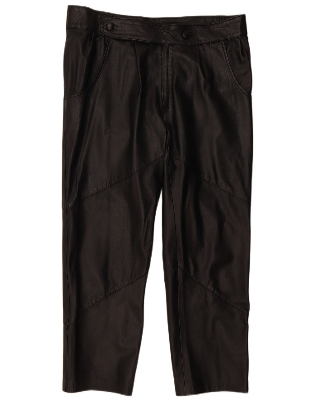 VINTAGE ženske ravne kožne hlače IT 50 Large W38 L29 crne