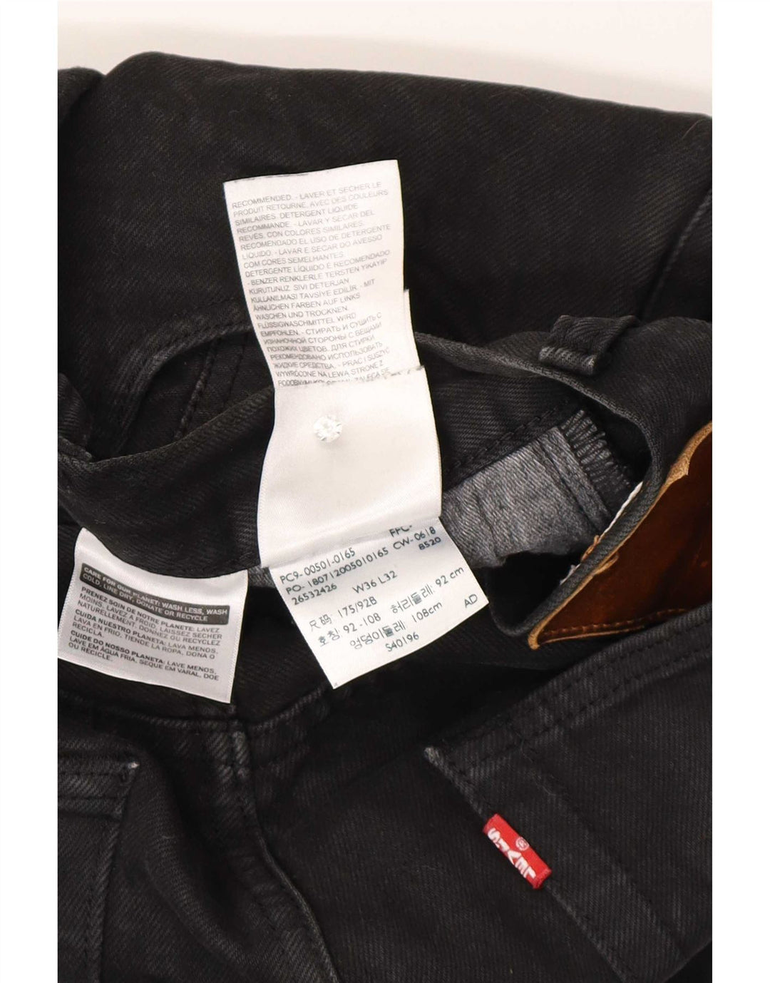 Levi's muške ravne traperice W36 L32 crni pamuk