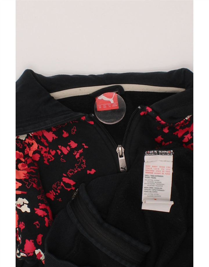 Pulover s kapuljačom PUMA za djevojčice 9-10 godina, crni maskirni pamuk