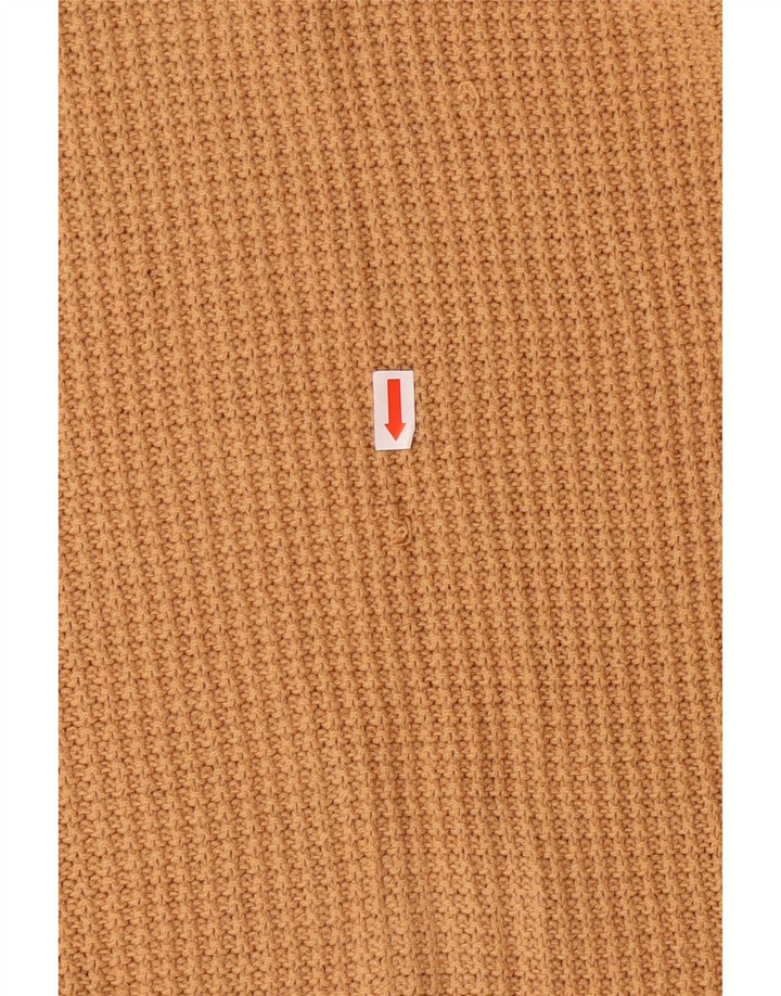 VINTAGE ženski džemper s V-izrezom UK 10 Mali smeđi geometrijski