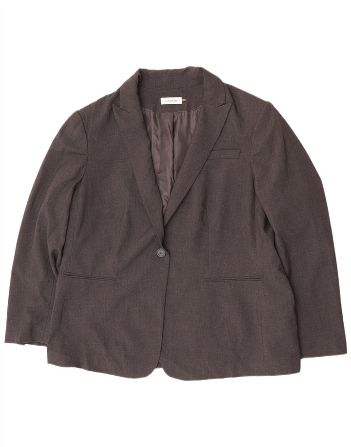 Calvin Klein Ženska jakna sako s 1 gumbom UK 20 2XL sivi poliester