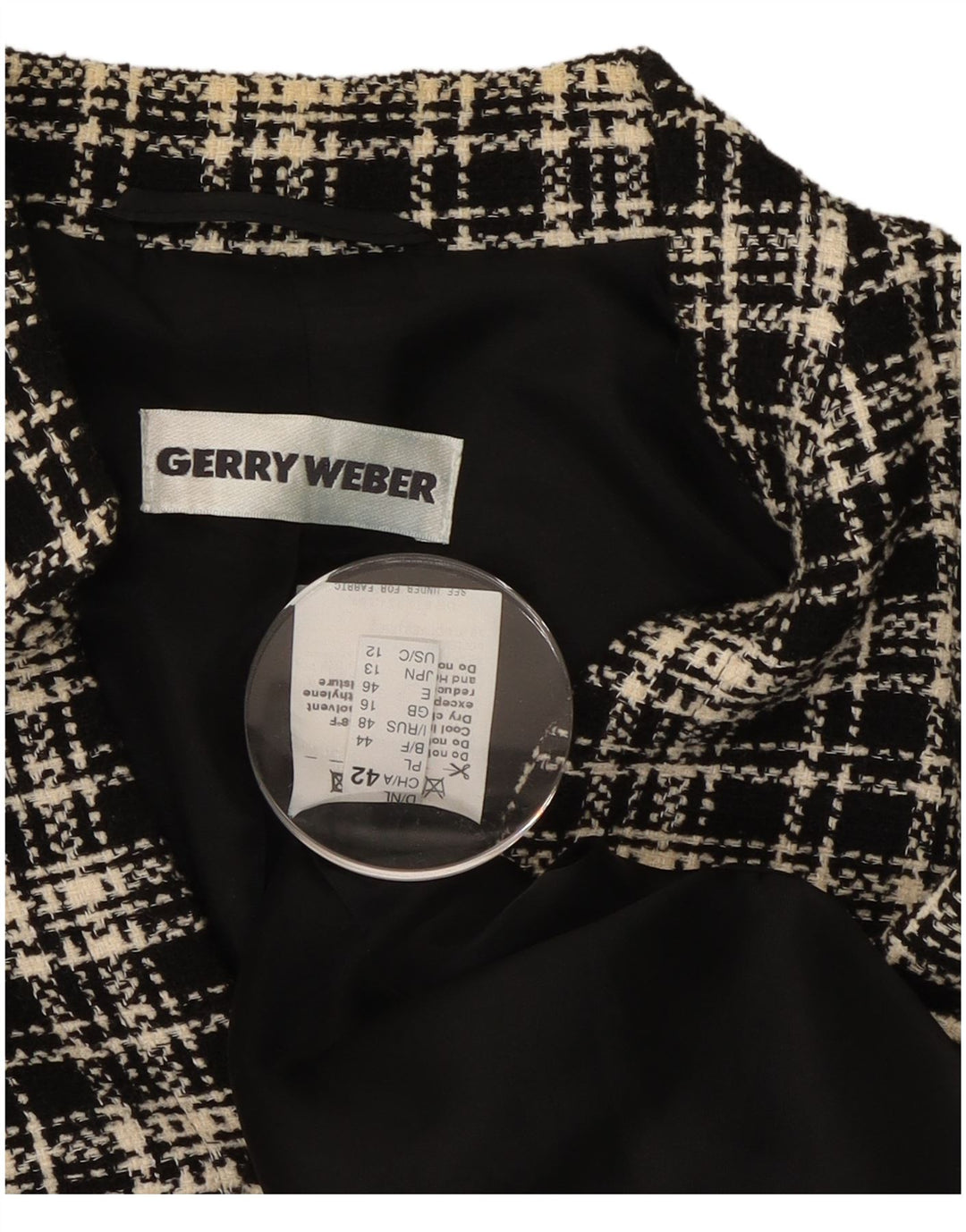 Gerry Weber Ženska jakna jakna UK 16 Veliki crni karirani poliester