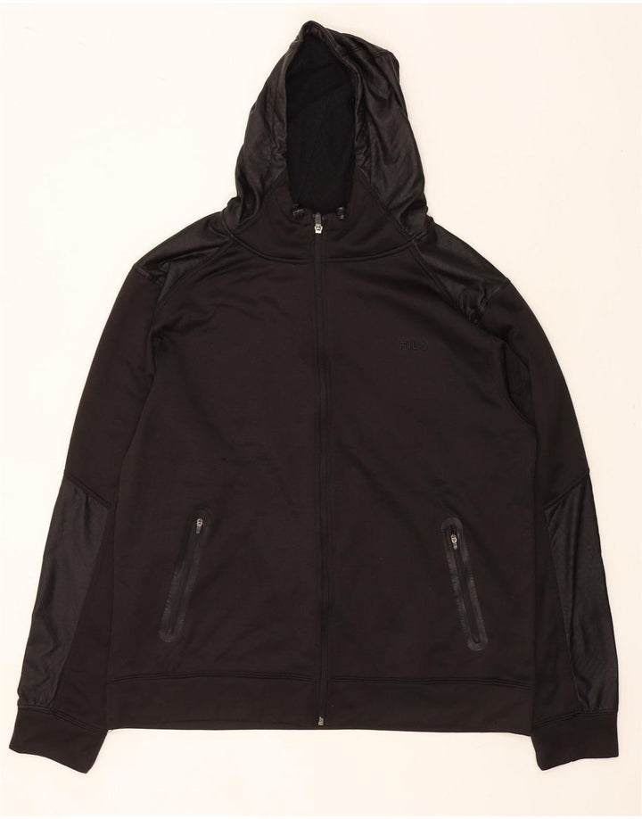 FILA Mens Zip Hoodie Sweater Large Black Polyester Vintage Fila and Second-Hand Fila from Messina Hembry 