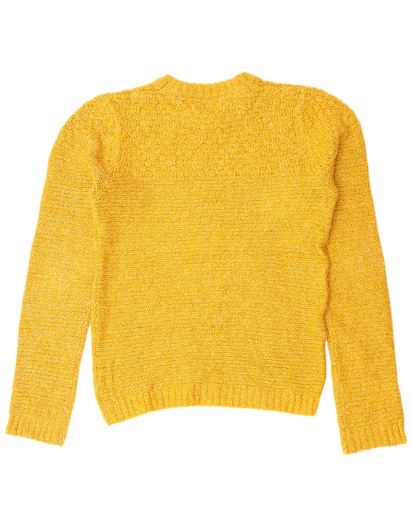 John Lewis Womens Crew Neck Jumper Sweater UK 14 Medium Yellow Cotton