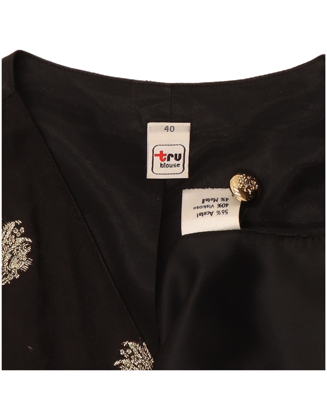 TRU ženski prsluk EU 40 Srednji crni cvjetni acetat