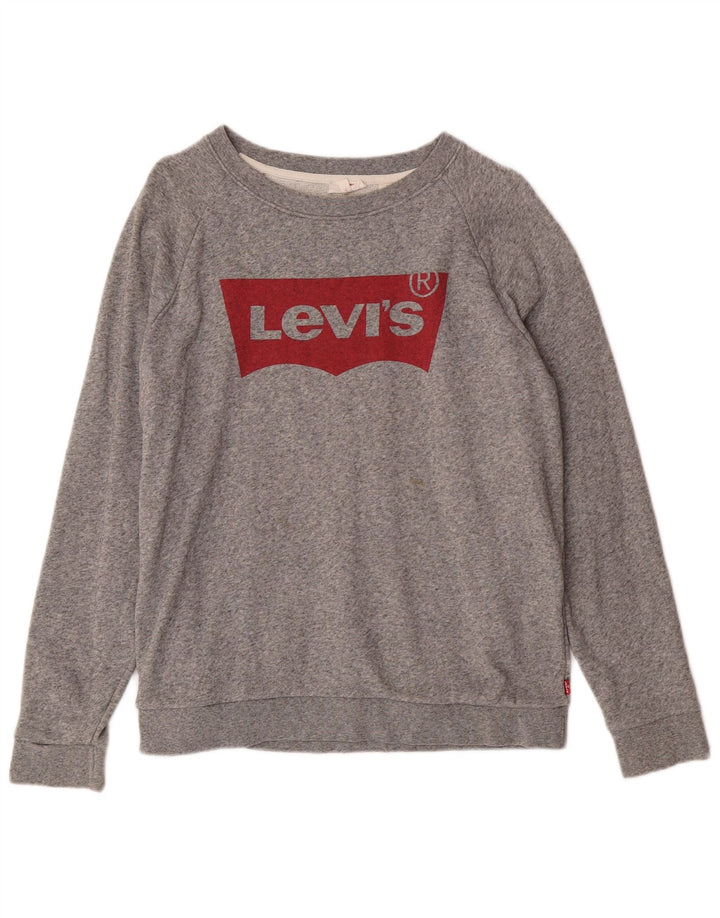 Levi's Ženski džemper s grafičkim motivima UK 14 srednje sivi pamuk