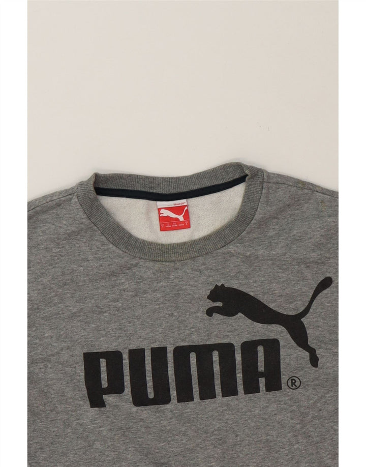 PUMA Mens Graphic Sweatshirt Jumper Small Grey Cotton Vintage Puma and Second-Hand Puma from Messina Hembry 