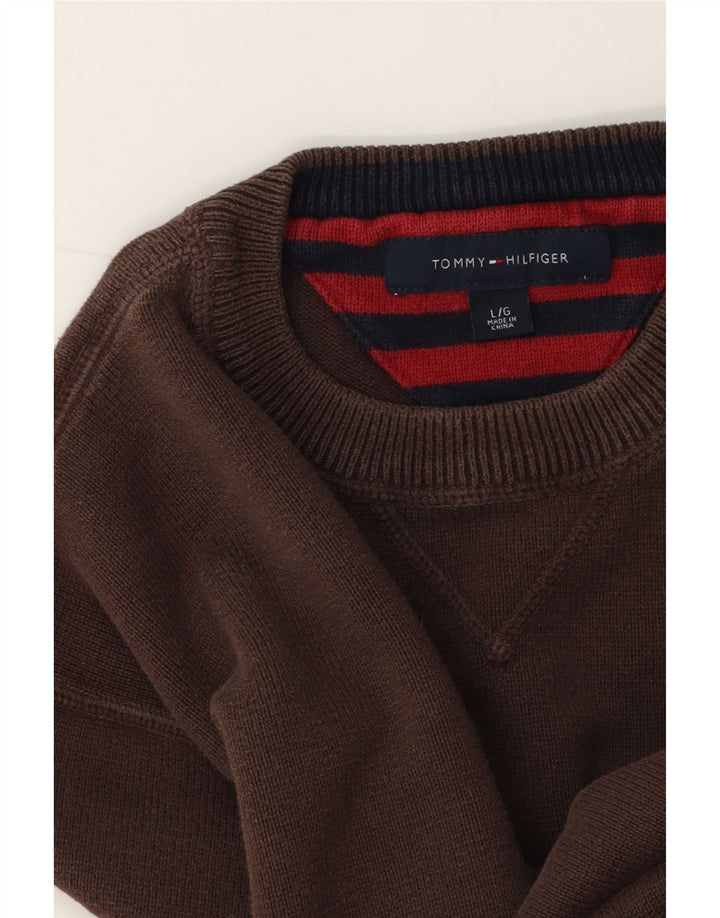 Veliki smeđi muški džemper s okruglim izrezom Tommy Hilfiger