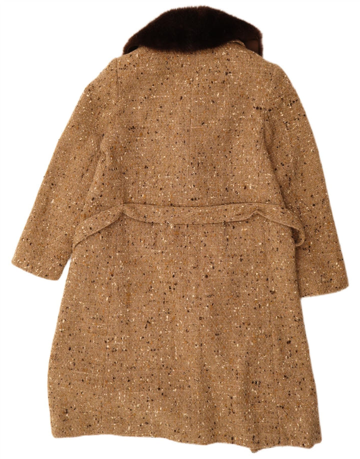 Vintage ženski kaput s dvorednim kopčanjem UK 18 XL, bež flekasti