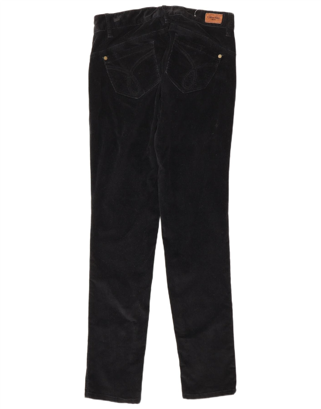 CALVIN KLEIN Ženske uske hlače od samta W27 L32 crni pamuk