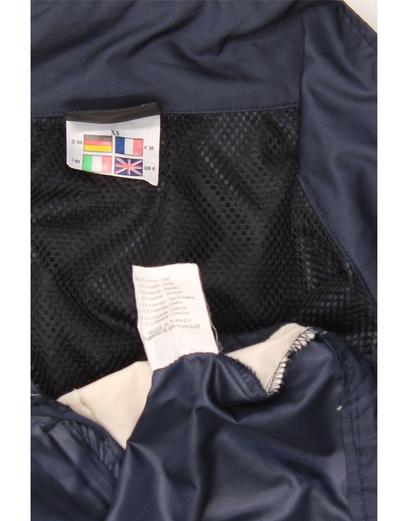 ASICS Womens Oversized Tracksuit Top Jacket UK 6 XS  Navy Blue Colourblock Vintage Asics and Second-Hand Asics from Messina Hembry 