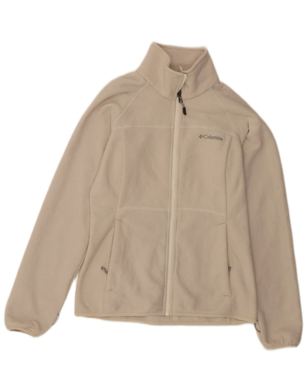 COLUMBIA Ženska jakna od flisa za razmjenu UK 10 Mala prljavo bijela poliesterska