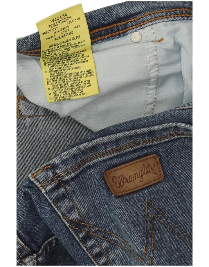 Wrangler muške rastezljive ravne traperice Texas W42 L34 plavi pamuk