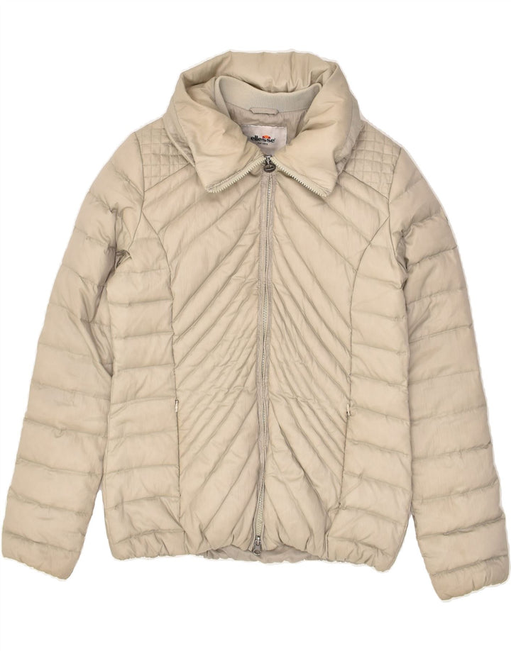 ELLESSE Womens Padded Jacket UK 14 Medium Beige Nylon | Vintage Ellesse | Thrift | Second-Hand Ellesse | Used Clothing | Messina Hembry 