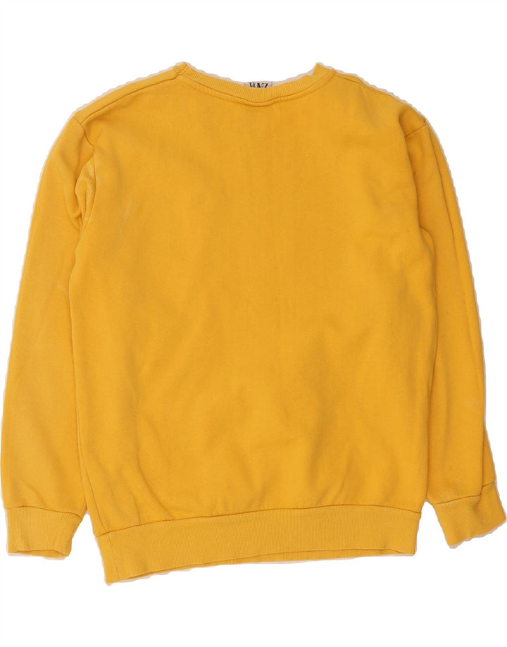 ZARA Womens Graphic Sweatshirt Jumper UK 14 Medium Yellow Cotton Vintage Zara and Second-Hand Zara from Messina Hembry 
