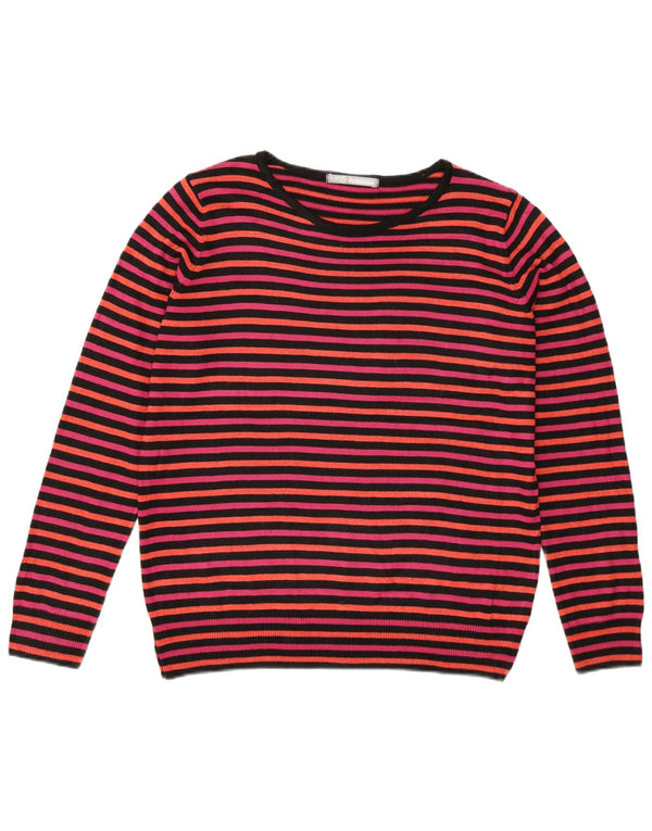 MARKS & SPENCER Ženski džemper s morskim izrezom UK 14 Velike ružičaste pruge