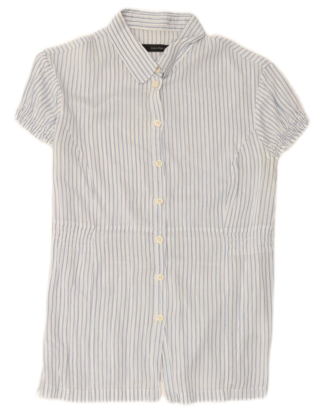 CALVIN KLEIN JEANS Ženska košulja kratkih rukava UK 12 srednje plave pruge