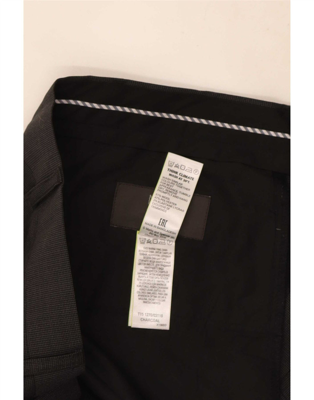 Marks & Spencer muške hlače standardnog kroja W38 L31 crna vuna
