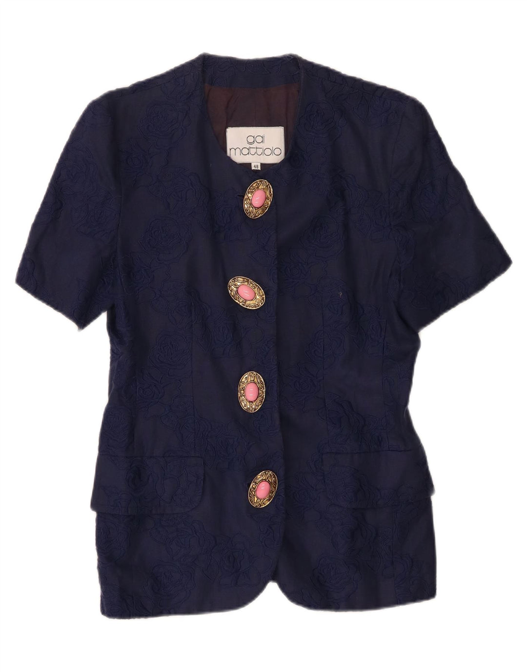 Gai Mattiolo Ženska jakna sako kratkih rukava IT 48 XL Mornarsko plava lanena