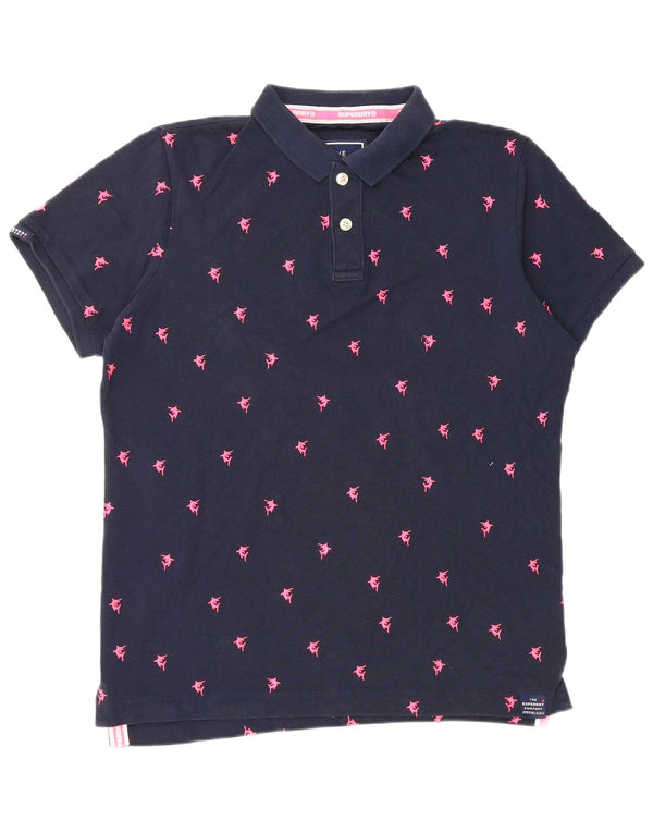 SUPERDRY muška polo majica XL tamnoplavi pamuk na točke