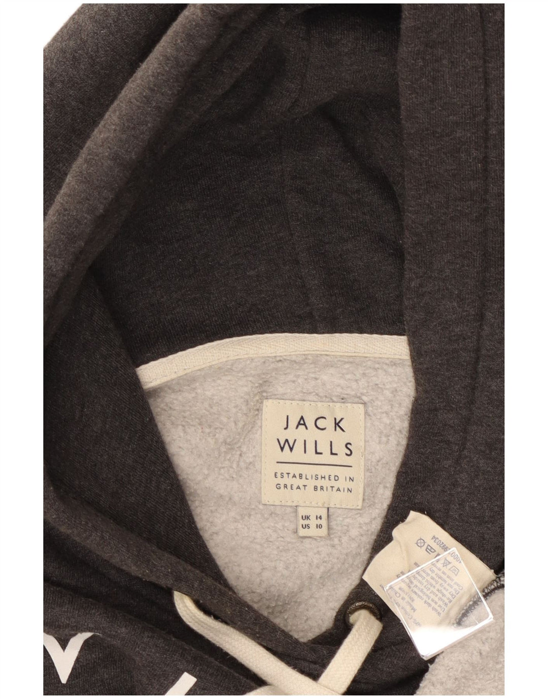 JACK WILLS Ženska majica s kapuljačom s kapuljačom UK 14 Veliki sivi pamuk