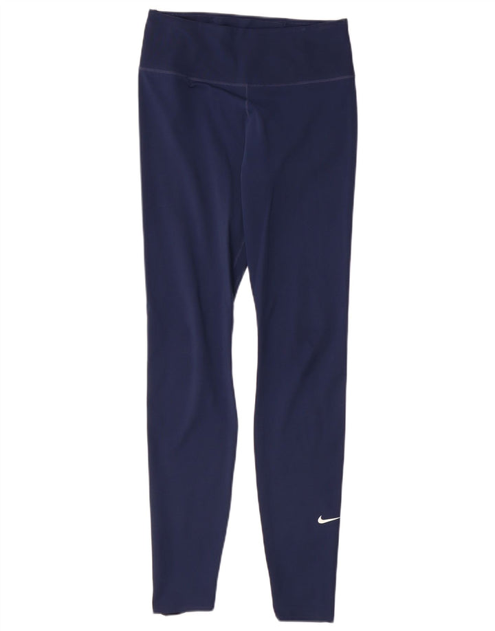 NIKE Ženske Dri Fit Leggings UK 10 Male tamnoplave poliesterske