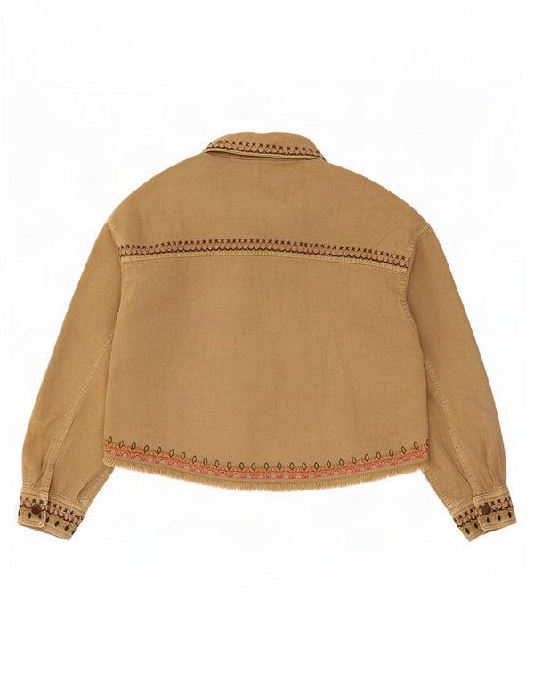 Zara ženska prevelika bomber jakna UK 10 Small Beige Geometric Cotton