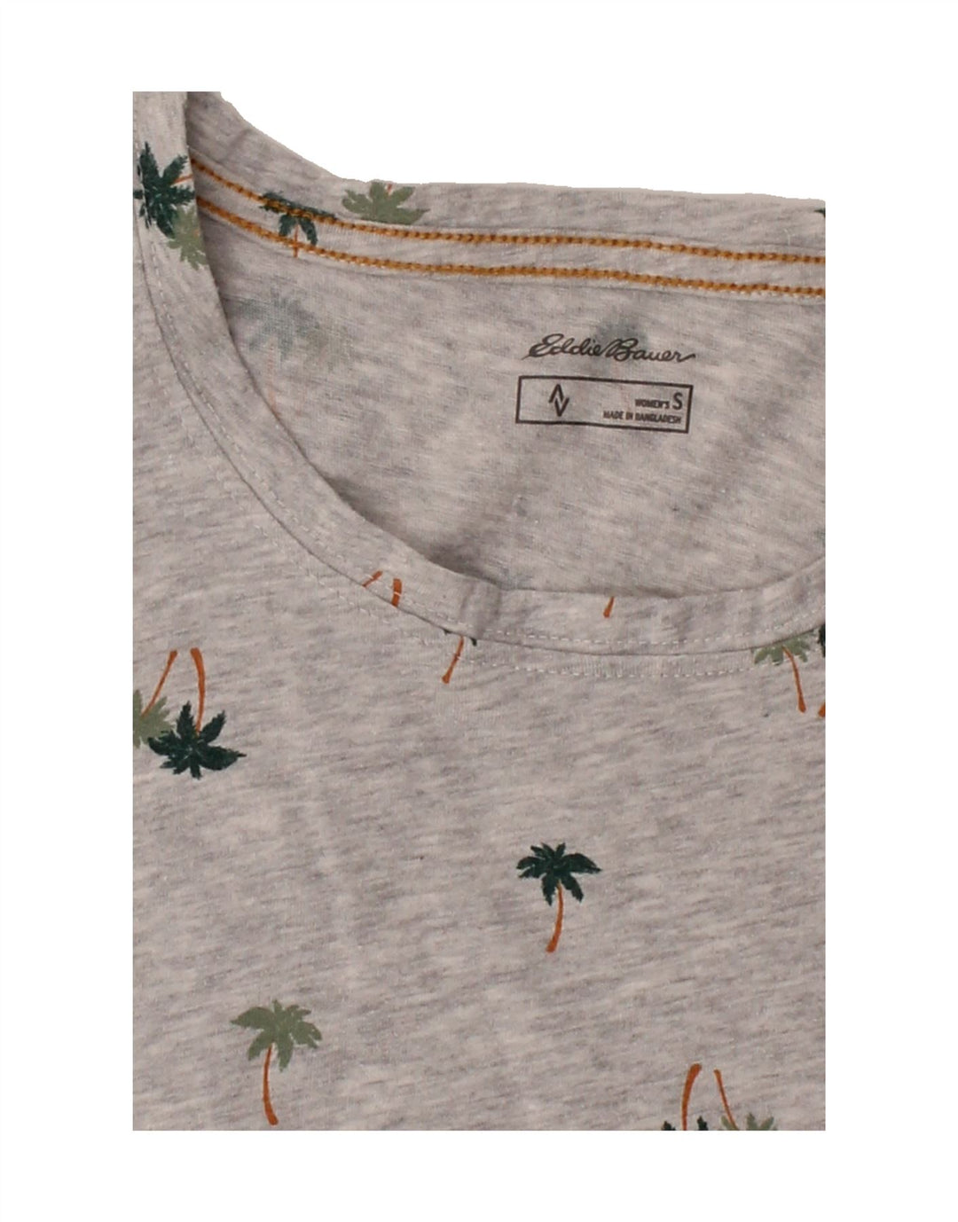 EDDIE BAUER Womens Abstract Pattern T-Shirt Top UK 10 Small Grey Cotton Vintage Eddie Bauer and Second-Hand Eddie Bauer from Messina Hembry 
