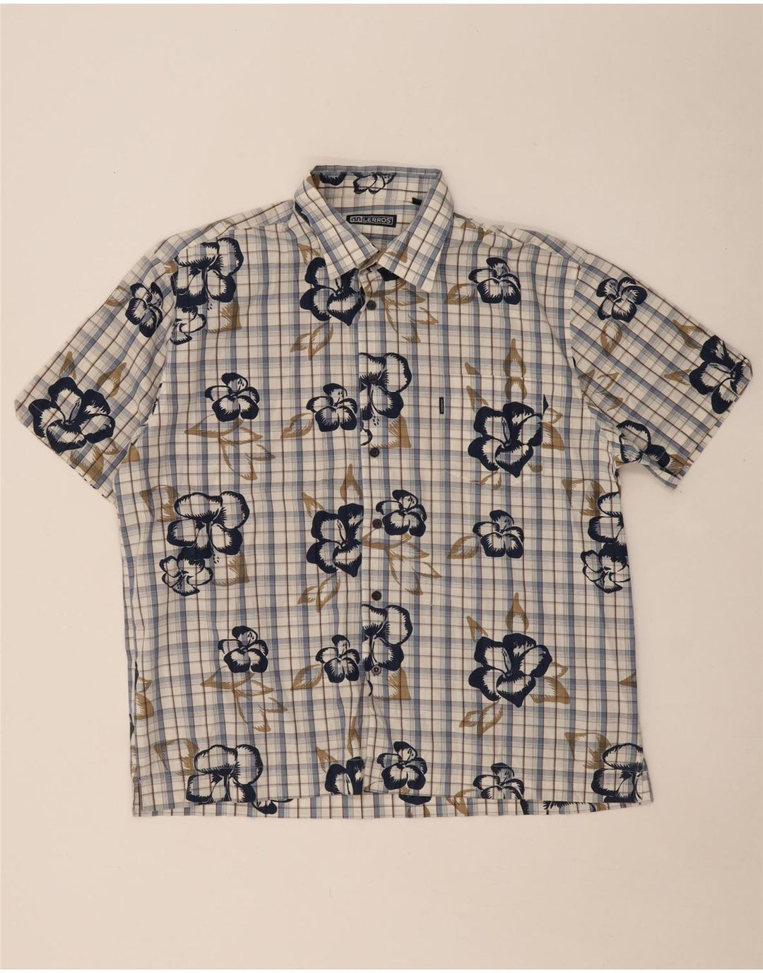 LERROS Muška košulja kratkih rukava XL plavi pamuk na karu