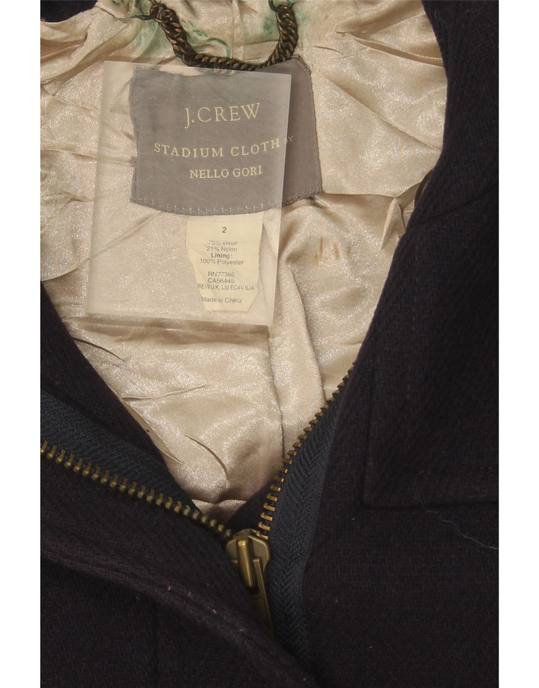 J. CREW Womens Hooded Overcoat US 2 XS Navy Blue Wool Vintage J. Crew and Second-Hand J. Crew from Messina Hembry 