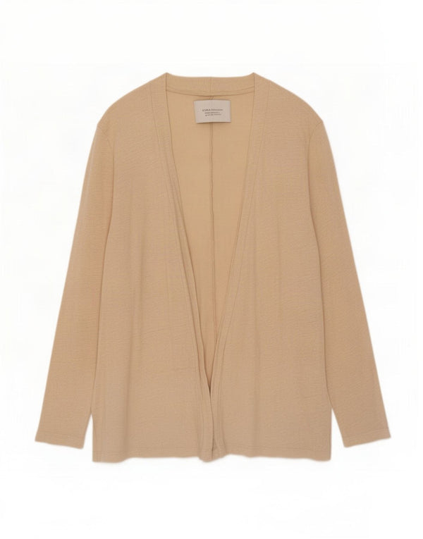 Zara ženski otvoreni kardigan UK 14 Large Beige Lan