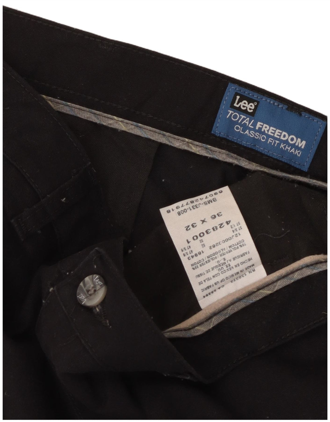 LEE muške ravne chino hlače Total Freedom Classic Fit W36 L32 crne