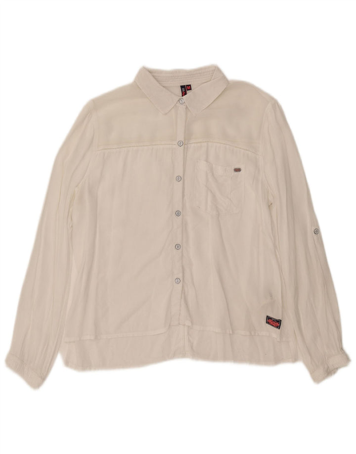 SUPERDRY Womens Shirt UK 14 Medium White Modal