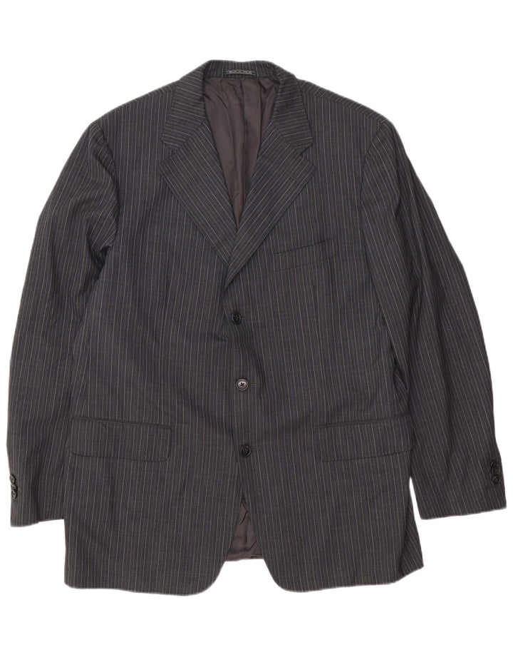 Corneliani muška jakna sa 3 gumba IT 54 2XL siva djevičanska vuna na pruge