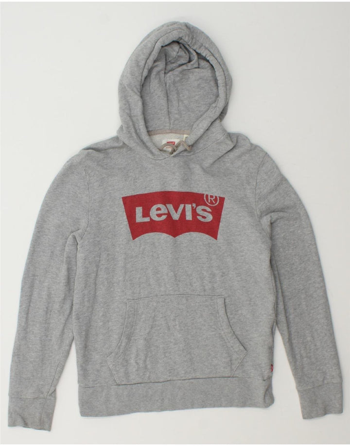 LEVI'S Mens Graphic Hoodie Jumper Small Grey Cotton Vintage Levi's and Second-Hand Levi's from Messina Hembry 