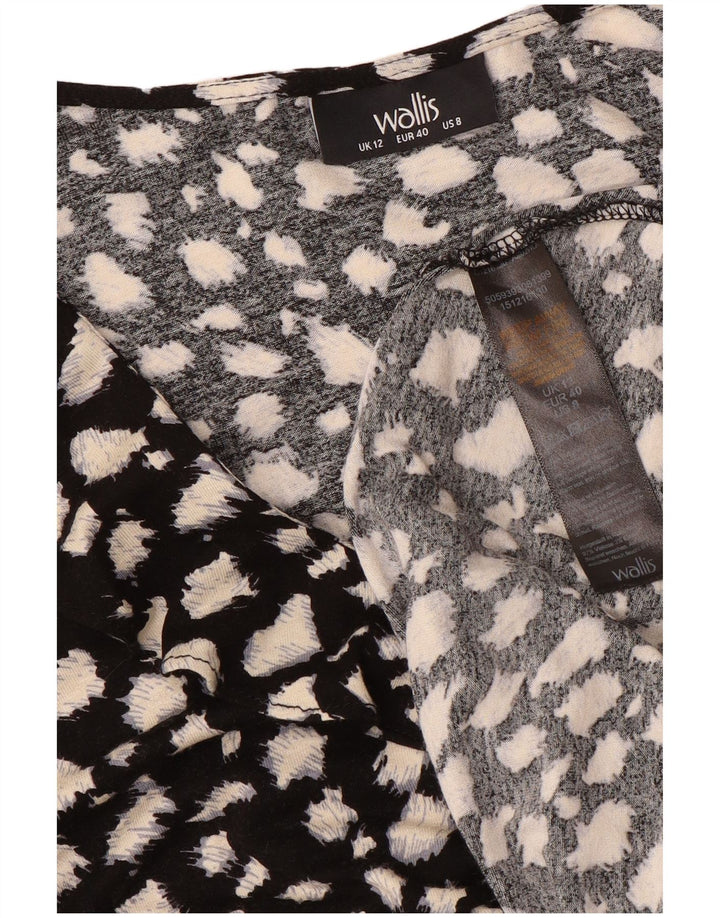 WALLIS Womens Abstract Pattern A-Line Dress UK 12 Medium  Black