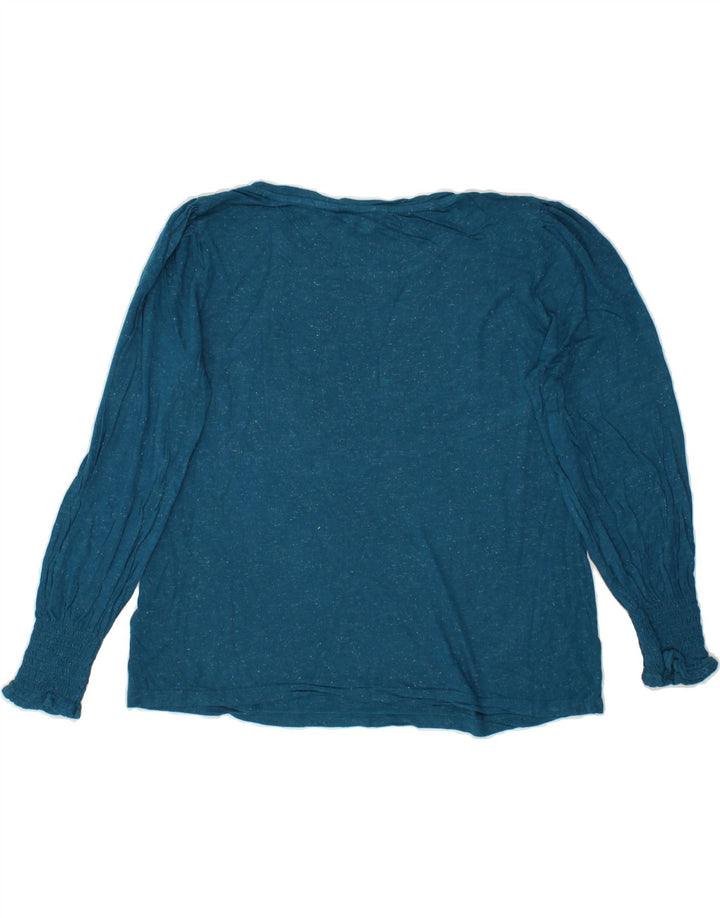 FAT FACE Womens Top Long Sleeve UK 12 Medium  Blue Flecked Viscose Vintage Fat Face and Second-Hand Fat Face from Messina Hembry 