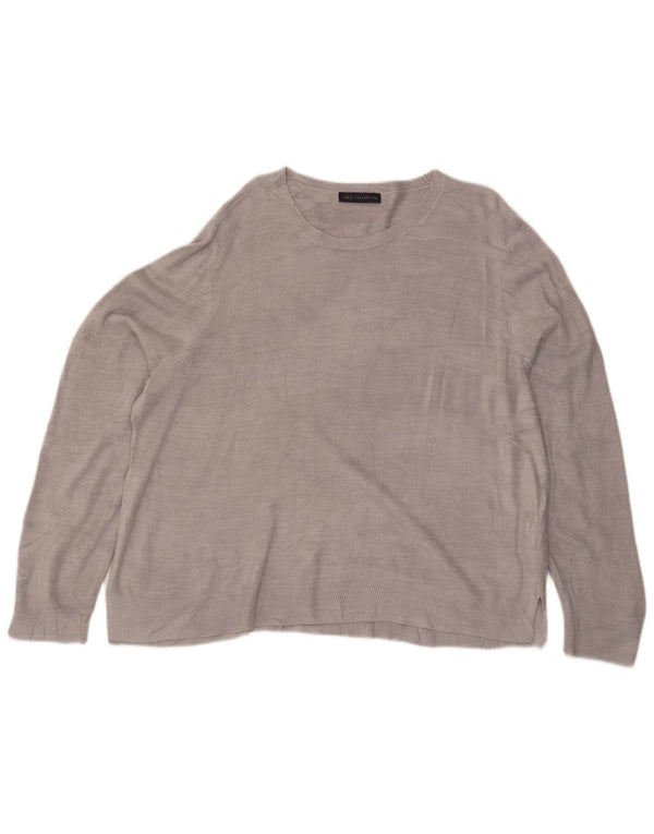Marks & Spencer ženski džemper s morskim izrezom UK 24 4XL sivi akril