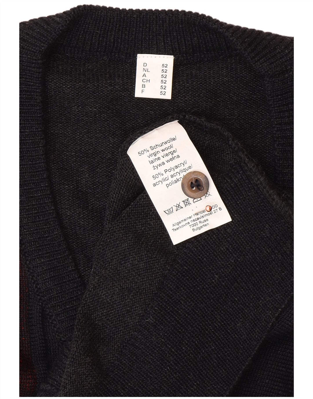 VINTAGE muški kardigan pulover bez rukava IT 52 Large Grey Argyle/Diamond