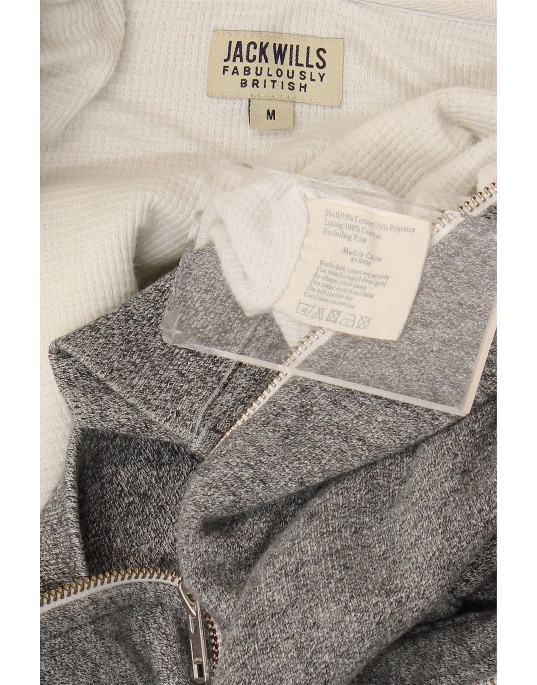 Jack Wills, muški pulover s kapuljačom na patentni zatvarač, srednje sivi pamuk