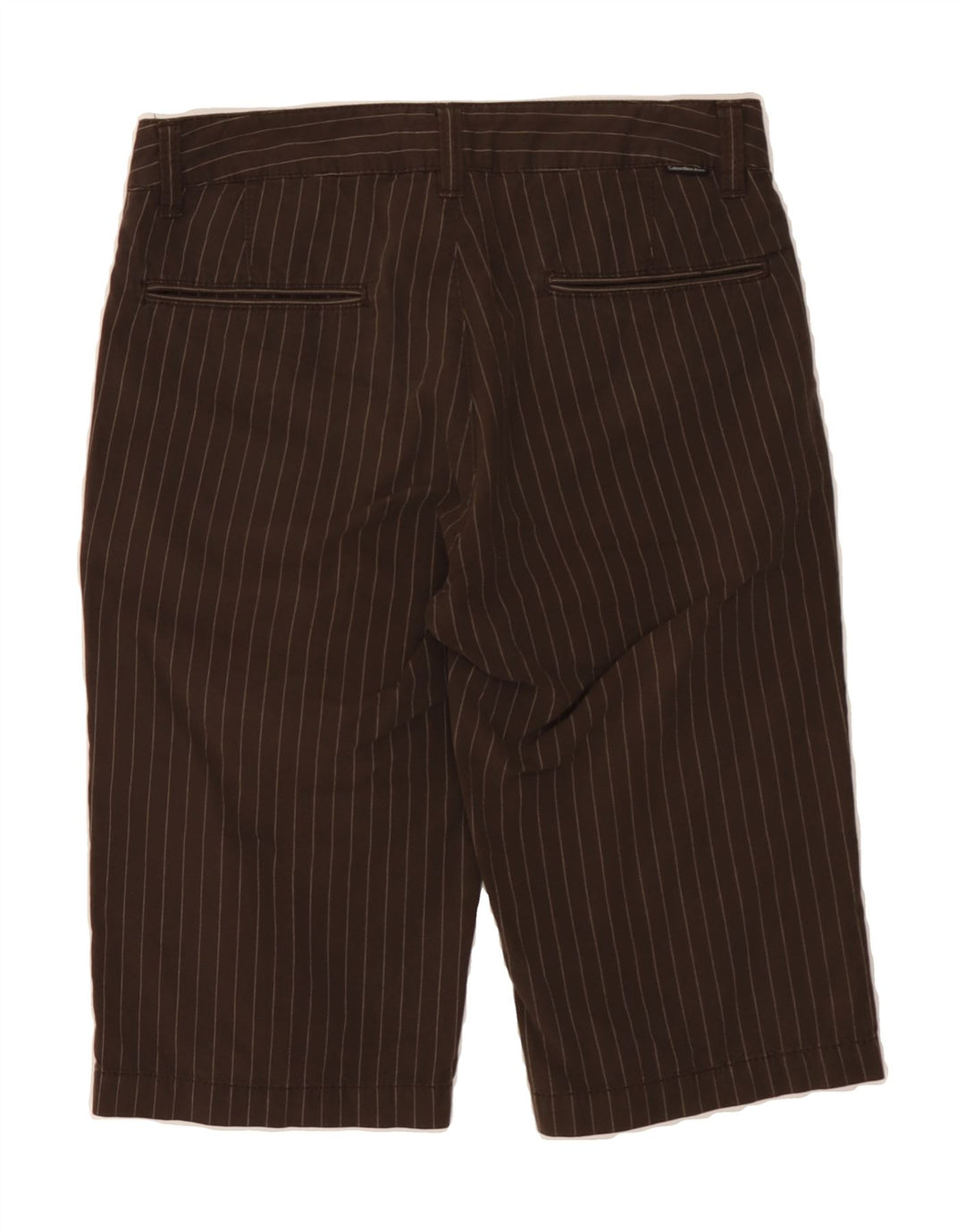 CALVIN KLEIN Womens Chino Shorts W30 Medium Brown Striped Cotton Vintage Calvin Klein and Second-Hand Calvin Klein from Messina Hembry 