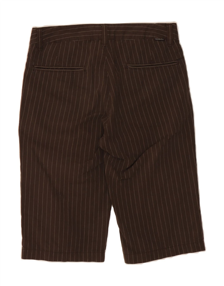 CALVIN KLEIN Womens Chino Shorts W30 Medium Brown Striped Cotton Vintage Calvin Klein and Second-Hand Calvin Klein from Messina Hembry 