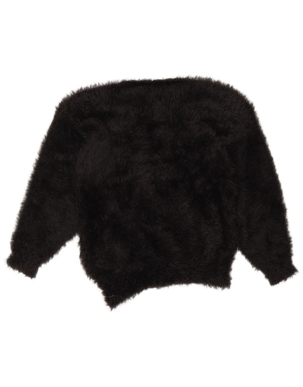 VINTAGE ženski džemper s okruglim izrezom UK 14 srednje crne boje