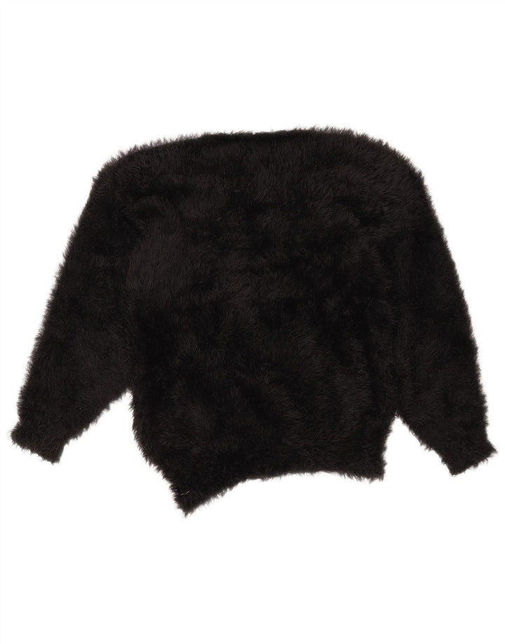 VINTAGE ženski džemper s okruglim izrezom UK 14 srednje crne boje