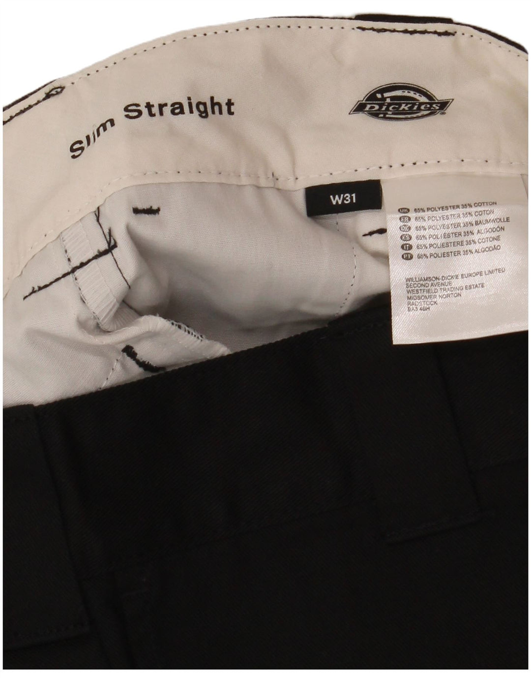 Dickies muške ravne uske chino kratke hlače W31 srednje crne boje od poliestera