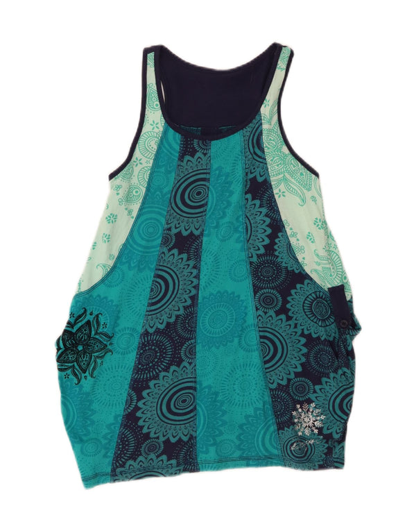 Desigual Girls Graphic Bubble Dress 7-8 Years Turquoise Floral Cotton