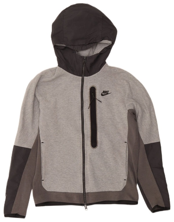 Nike Mens Zip Hoodie Sweater Small Grey Colourblock Cotton