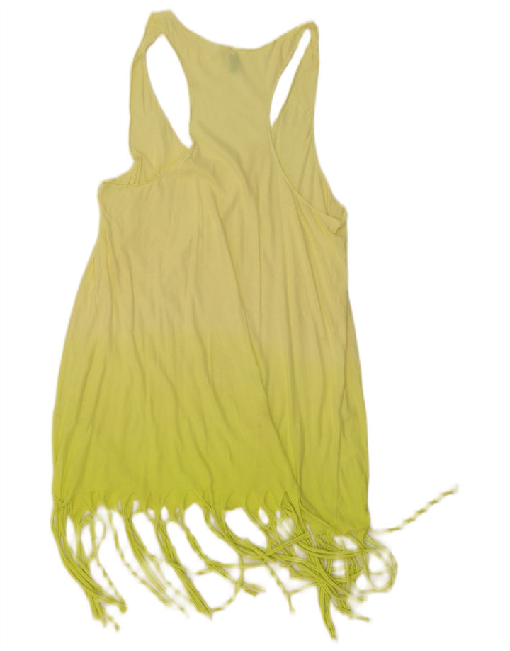 BENETTON Ženska grafička majica tunike UK 8 Small Yellow Colourblock Beach