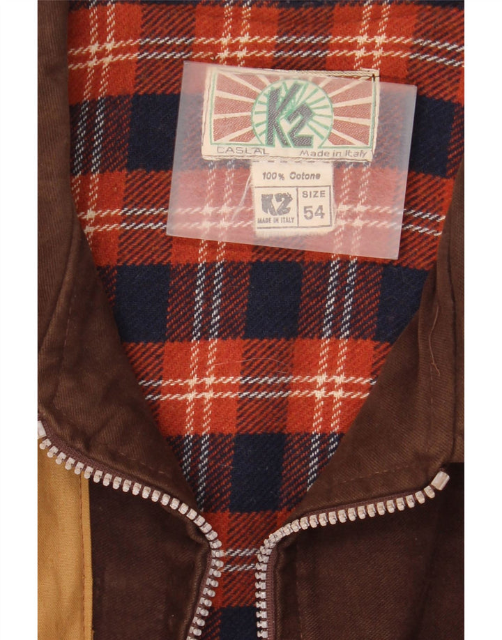 Vintage muška vjetrovka jakna IT 54 2XL smeđi pamuk u blokovima boja