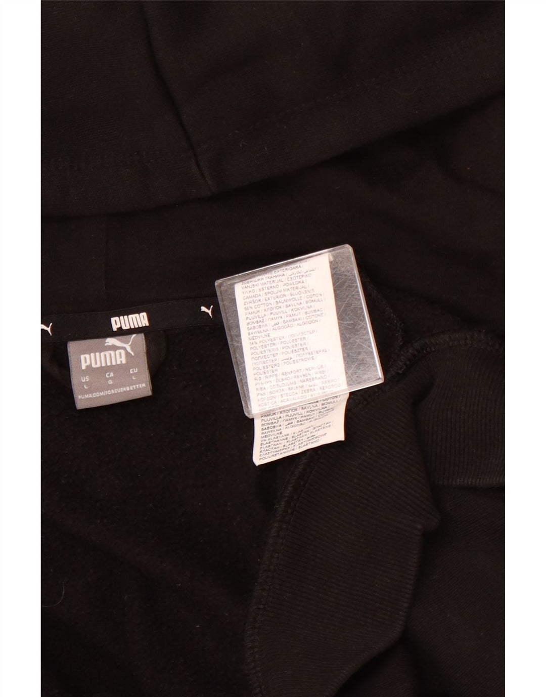PUMA Ženski pulover s kapuljačom s patentnim zatvaračem UK 16 Veliki crni pamuk